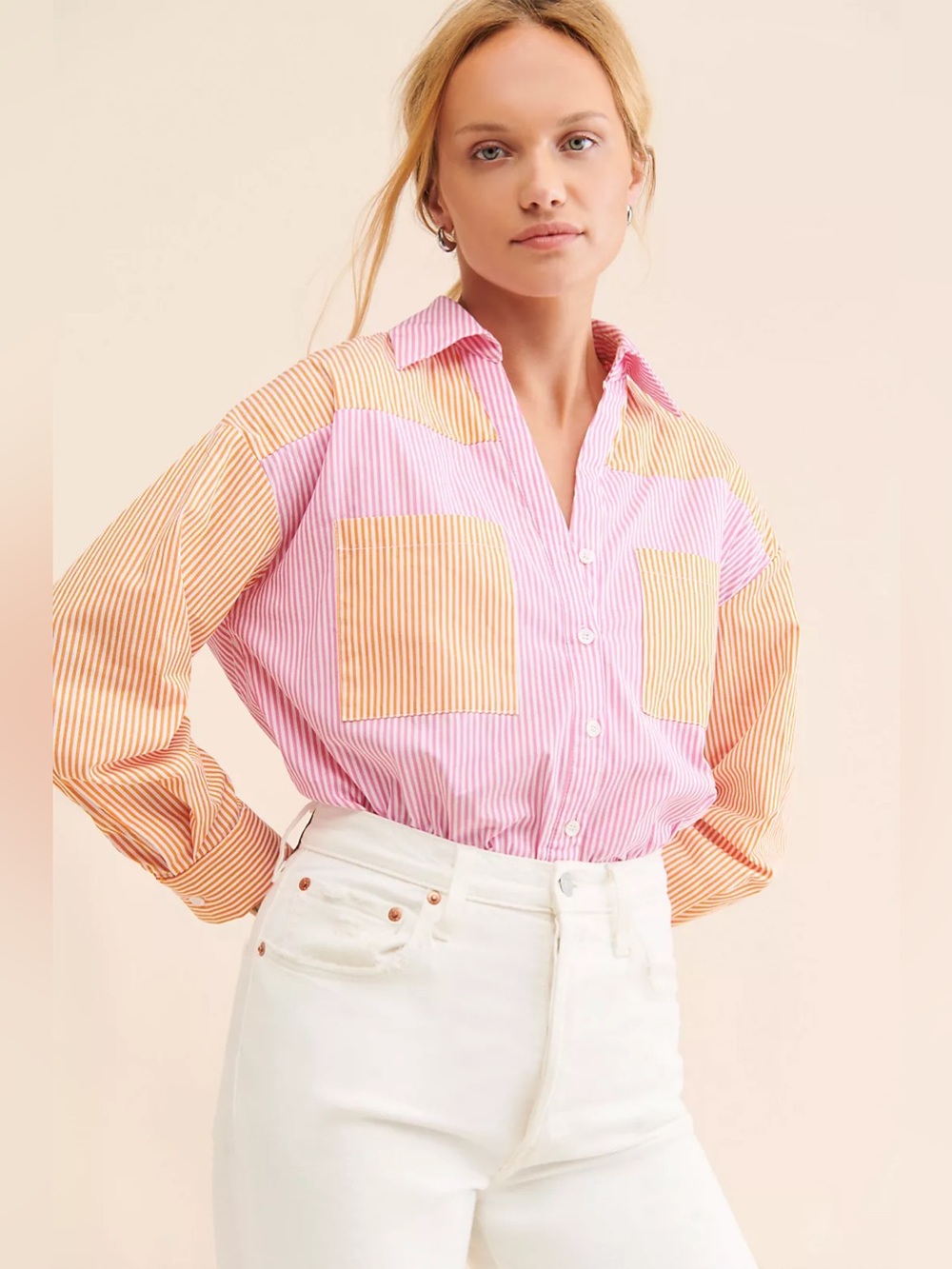 Anthropologie RAHI Lizzy Colorblock Buttondown